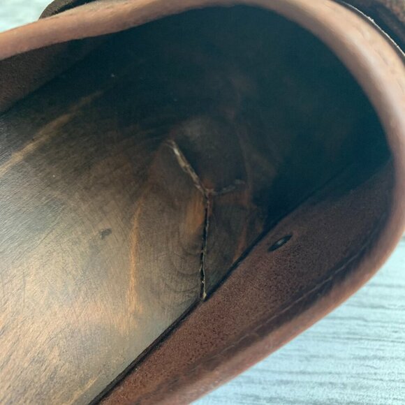 Danish Clogs Chocolate Brown Leather Wood Platform Slip On Mule Size 7 - Picture 15 of 15